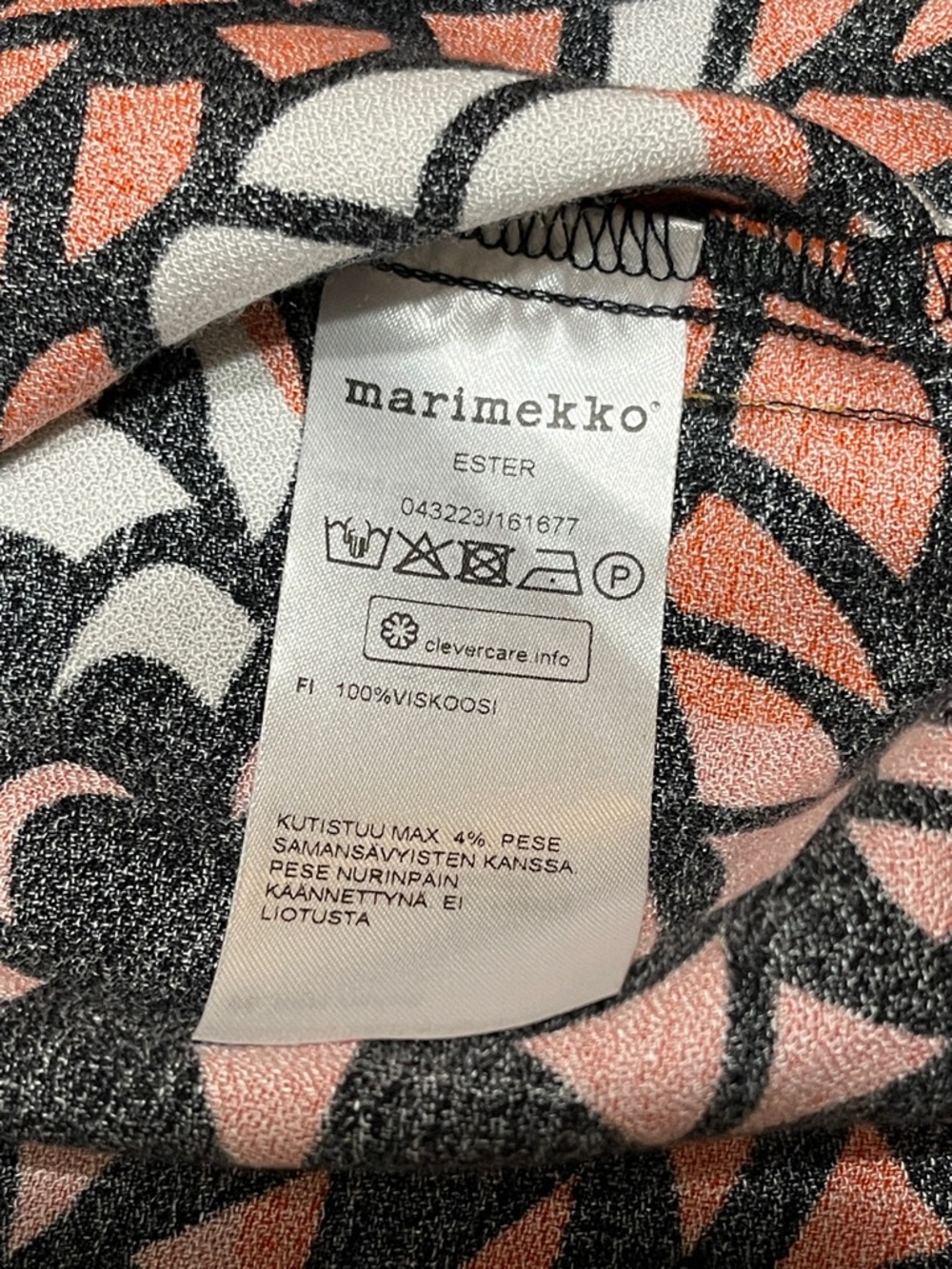 Marimekko Black Dress with Orange and Pink Abstract Print - Picture 11 of 12